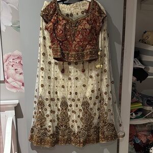 Elegant Red and Cream Lehenga